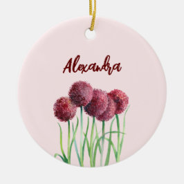Einfache Elegante Rosa Blume Wasserfarben Keramik Ornament