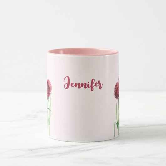 Einfache Elegante Rosa Blume Wasserfarben Tasse (Zentrum)