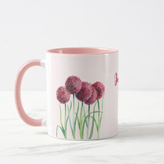 Einfache Elegante Rosa Blume Wasserfarben Tasse (Links)