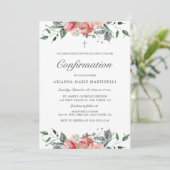 Einfache elegante rosa Blumenbestätigung für Mädch Einladung (Stehend Vorderseite)