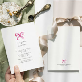 Einfache elegante Rosa-Bow-Coquette-Hochzeit Einladung