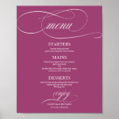 Einfache Elegante rosa Cassis Wedding Menu Signatu Poster (Vorne)