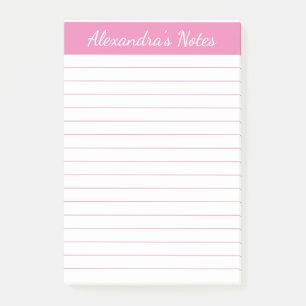Einfache elegante rosa Chic Script Personalisiert Post-it Klebezettel
