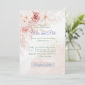 Einfache elegante Rosa Einladung (Stehend Vorderseite)