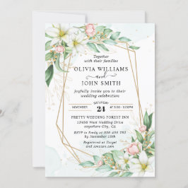 Einfache elegante rosa geometrische Blume - Einlad Einladung