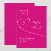 Einfache, elegante rosa Hochzeit Einladung (Vorne/Hinten)