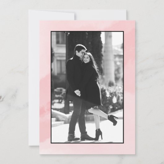 Einfache, elegante, rosa Hochzeit mit Skript speic Einladung (Rückseite)