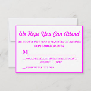 Einfache elegante rosa Hochzeits-RSVP RSVP Karte