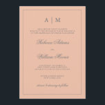Einfache, elegante, rosa Hochzeitsfeier Einladung<br><div class="desc">Diese stilvolle Hochzeitseinladung besticht durch einen trendigen Schatten in Rosa und einen grauen Rahmen und Text. Sie können die Spitze mit Ihren Initialen personalisieren.</div>