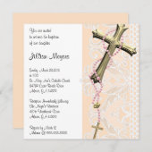 Einfache, elegante Rosa Kreuzung Taufe/Feiern Einladung (Vorne/Hinten)