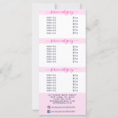 Einfache, elegante Rosa-Logo-Salon-Preisliste (Rückseite)