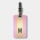 Einfache elegante rosa mit Monogramm Bezeichnung Gepäckanhänger (Vorderseite vertikal)