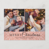 Einfache Elegante Rosa Rahmen 2 Foto Weihnachten (Vorderseite)