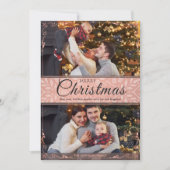 Einfache Elegante Rosa Rahmen 2 Foto Weihnachten (Vorderseite)