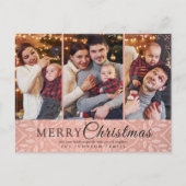 Einfache Elegante Rosa Rahmen 3 Foto Weihnachten (Vorderseite)