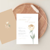 Einfache, elegante Rosa Rose Blumenhochzeit Einladung
