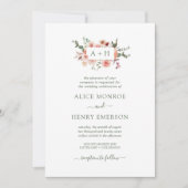 Einfache, elegante Rosa Rosen Grüne Hochzeit Einladung (Vorderseite)