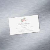 Einfache Elegante Rosa Rosenschere Haarstylistin Magnetische Visitenkarte (Beispiel)