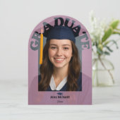 Einfache elegante rosa runde Foto-Abschlussfeier Einladung (Stehend Vorderseite)