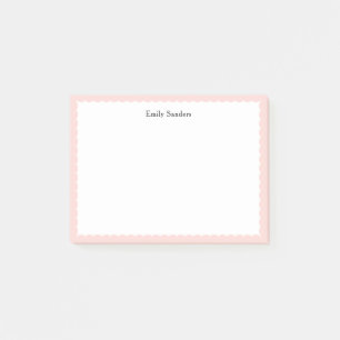 Einfache, elegante rosa Scallopie-Grenze Polka Dot Post-it Klebezettel