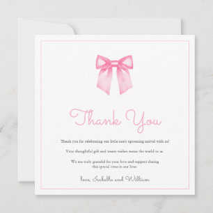 Einfache Elegante Rosa Schleife Baby Shower Danke 