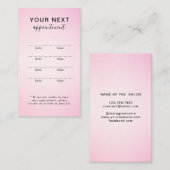 Einfache elegante Rosa Schönheitskarte Terminkarte (Vorne/Hinten)
