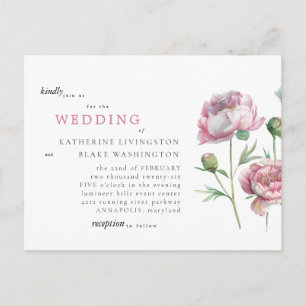 Einfache elegante rosa Stamm-Postkarten-Hochzeit Einladungspostkarte
