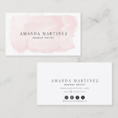 Einfache elegante Rosa Wasserfarben Social Media Visitenkarte (Vorne/Hinten)