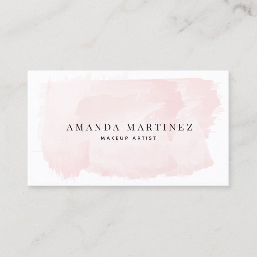 Einfache elegante Rosa Wasserfarben Social Media Visitenkarte (Vorderseite)