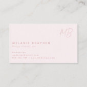 Einfache elegante Rosa-Zwei-Monogramm Visitenkarte (Rückseite)