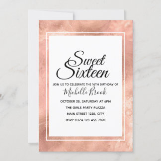 Einfache Elegante Rose 16 . Geburtstag Einladung