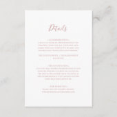 Einfache Elegante Rose Gold Details Eintrittskarte Begleitkarte (Vorderseite)