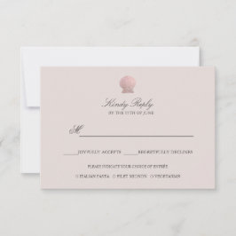 Einfache Elegante Rose Gold Foil Seashell Menüopti RSVP Karte