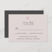 Einfache Elegante Rose Gold Foil Starfish Menüopti RSVP Karte (Vorne/Hinten)