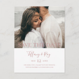 Einfache Elegante Rose Gold Foto Save the Date Einladungspostkarte