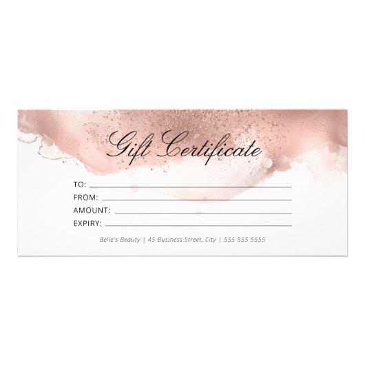 Einfache Elegante Rose Gold Glitzer Geschenkgutsch Werbekarte (Vorne)