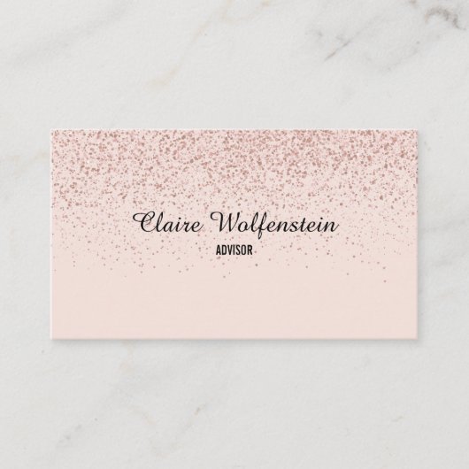 Einfache Elegante Rose Gold Glitzer Script Visitenkarte (Vorderseite)