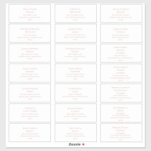 Einfache Elegante Rose Gold Guest Address Labels (Blatt)