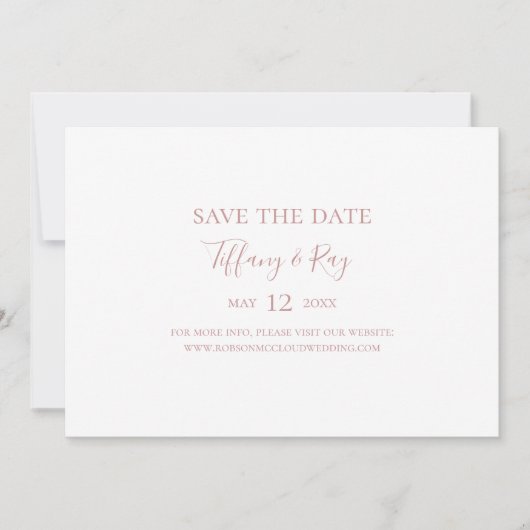 Einfache Elegante Rose Gold Horizontal Save the Da Date (Vorderseite)
