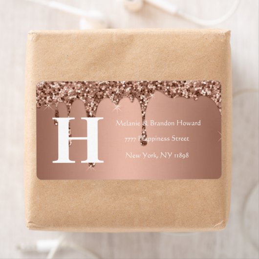 Einfache Elegante Rose Gold Monogram Erstrückgabe (Insitu)