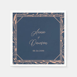 Einfache Elegante Rose Gold & Navy Hochzeit Serviette