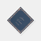 Einfache Elegante Rose Gold & Navy Hochzeit Serviette (Ecke)