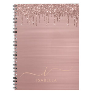 Einfache elegante Rose-Gold-Schimmer-Drip-Eigennam Notizblock