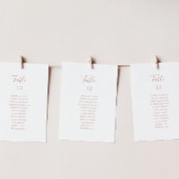 Einfache elegante Rose Gold Table Seating Chart