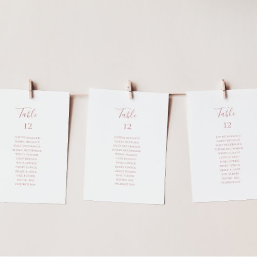 Einfache elegante Rose Gold Table Seating Chart
