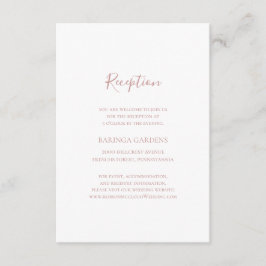 Einfache Elegante Rose Gold Wedding Reception Card Begleitkarte