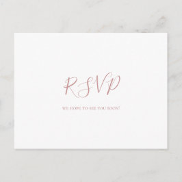 Einfache elegante Rose Gold Wedding RSVP Postkarte