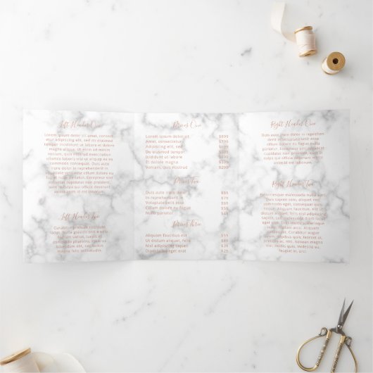 Einfache elegante Rose Goldene Marmorprospekte Dreifach Gefaltete Karte (Innenseite)