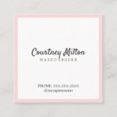 Einfache Elegante Rose Weißer Friseur Quadratische Visitenkarte (Vorderseite)