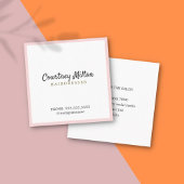 Einfache Elegante Rose Weißer Friseur Quadratische Visitenkarte